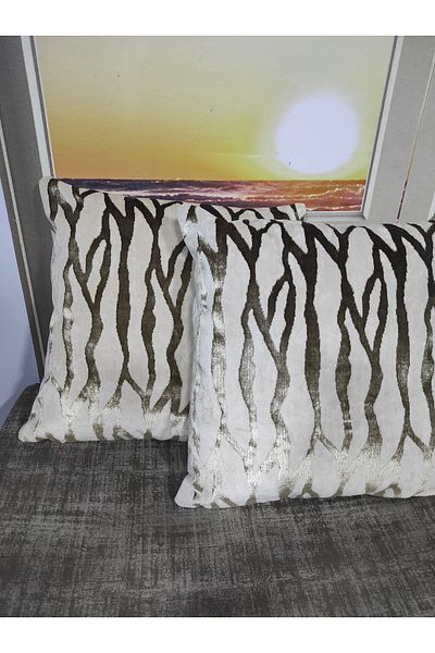 Evcimenhome 2Pcs Thick Velvet Throw Pillow Case 43Cmx43Cm Dmr Color: Cream-Gold