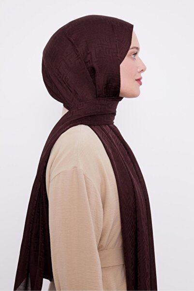 Levidor Acı Kahve Labirent Desen Jakarlı Janjan Şal