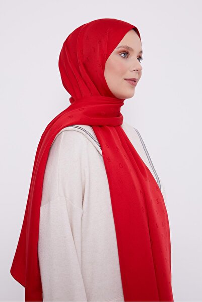 Levidor Red Lvd Printed Blue Jacquard Shawl