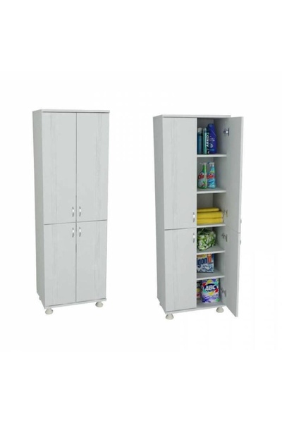 Evistro Çok Amaçlı Lake Banyo Boy Dolabı Geniş Beyaz