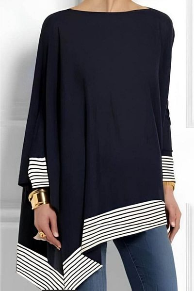 Moka Shopin Mokashopin Women's Long Sleeve Asymmetrical Cutout Loose Micro Blouse
