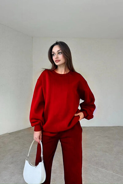 YAKAMEL Γυναικείο σετ φόρμας με λαιμόκοψη 3 νημάτων Oversize