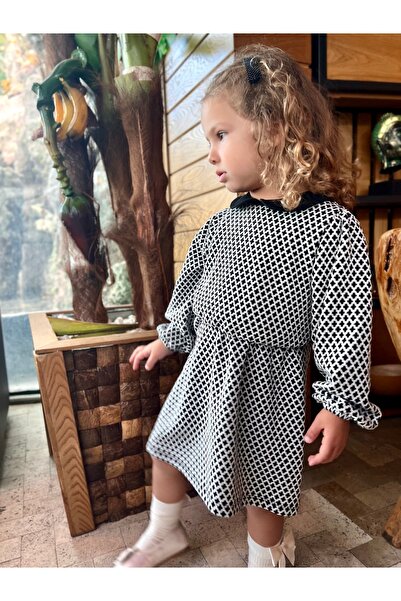 DİVİSTA Φόρεμα για κορίτσια με ζακάρ σχέδιο με γιακά