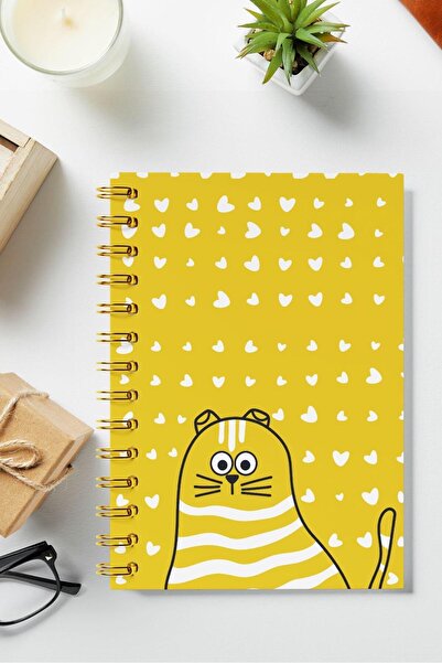 Tofi A5 Spiralli Kalın Kapak Kedili Not Defteri 15x21cm