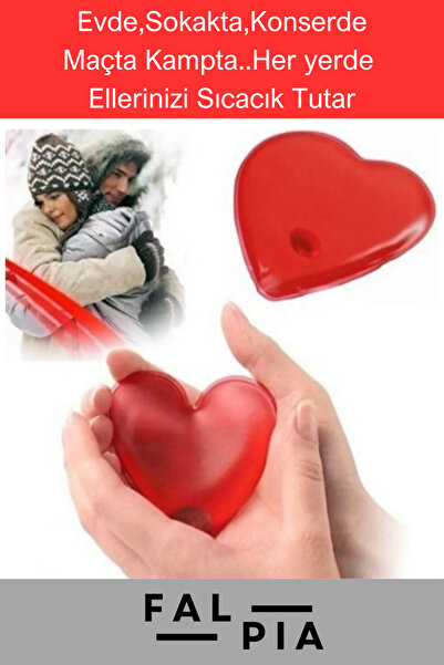 Falpia Premium Özel Üretim Kırmızı Kalp Şeklinde Sihirli Jel El Isıtıcı Torba Kalpli Cep Sobası 6 Adet