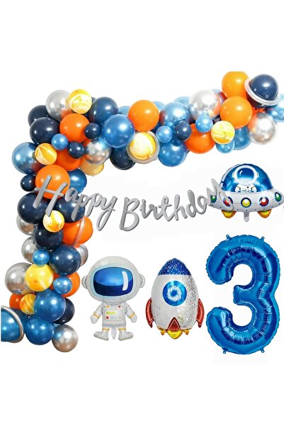BİDOLUMUTLULUK Astronot Folyo Uzay Gemisi Folyo Doğum Günü Parti Eğlence Kons...