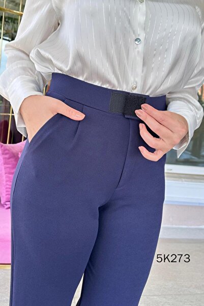 İnce Topuk Beli Cırtlı Krep Pantolon 5k273