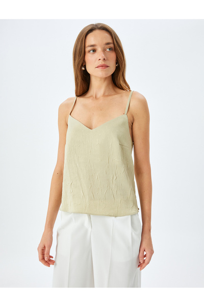 Koton Textured V-Neck Sling Top