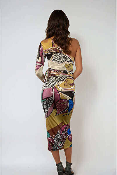 MsIconic Ms Iconic Store Patterned Single Shoulder Blouse Skirt