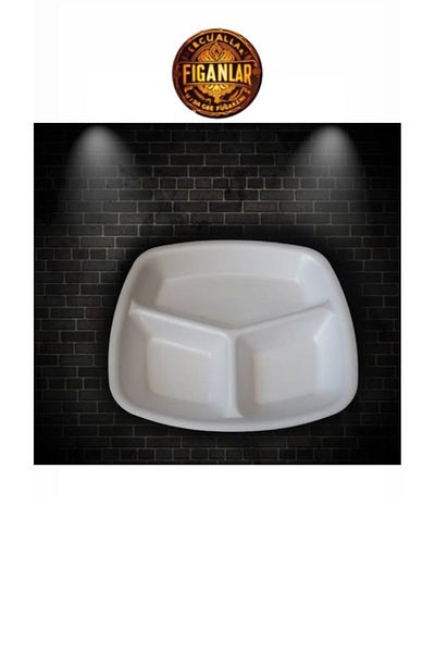 figanlar ambalaj Jumbo Size 3 Compartment Foam Table - 100 Pieces + 10 Pieces Garbage Bags