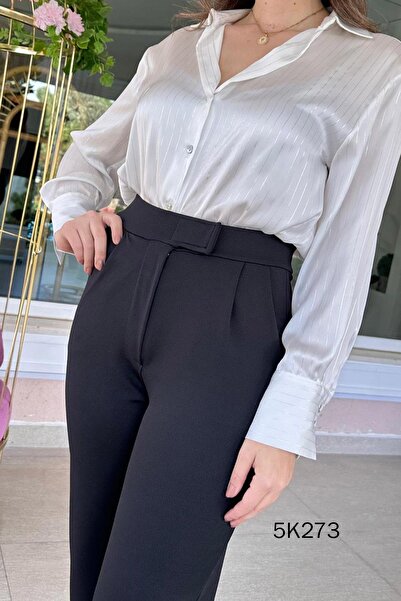 İnce Topuk Beli Cırtlı Krep Pantolon 5k273