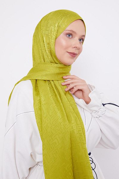 Levidor Lime Labyrinth Pattern Jacquard Janjan Shawl