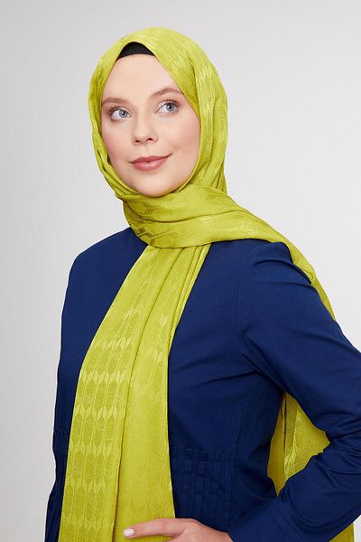 Levidor Lime Geometric Pattern Jacquard Janjan Shawl