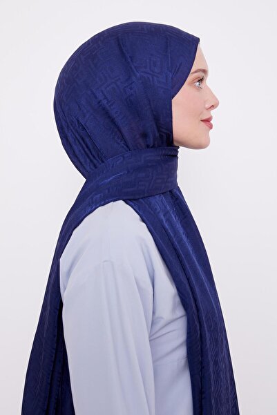 Levidor Lacivert Labirent Desen Jakarlı Janjan Şal