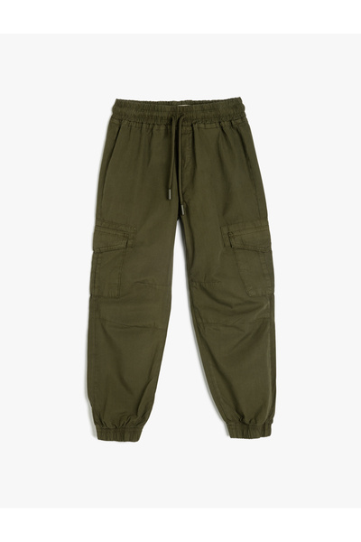 Koton Jogger-Cargohose mit Schnürung und Taschen an der Taille