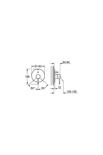 Grohe Essence New Built-in Shower Faucet - Hard Graphite - 19285a01