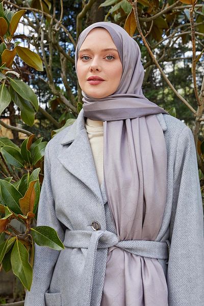 Levidor Gray Honeycomb Pattern Monogram Silk Shawl