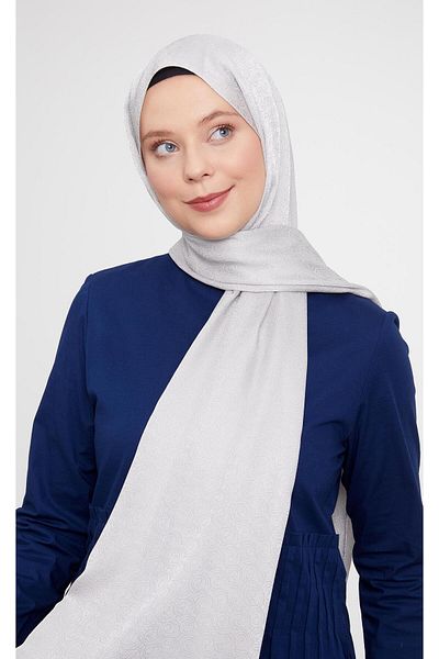 Levidor Şal Janjan jacquard cu model rotund argintiu