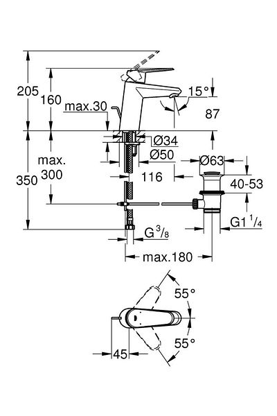 Grohe Eurodisc Cosmo.Single Controlled Sink Faucet 3319020 E