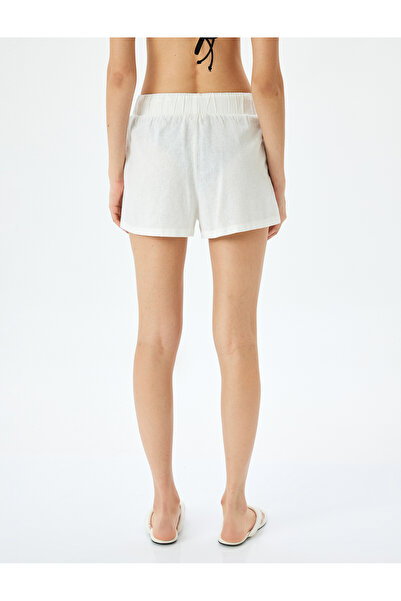 Koton Σορτς με κορδόνι στη μέση και τσέπες από λινό βισκόζη