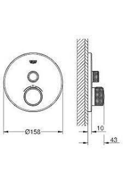Grohe Grohtherm Smartcontrol Double Valve Flow Control, Built-In Thermostatic Shower Faucet - 29119A