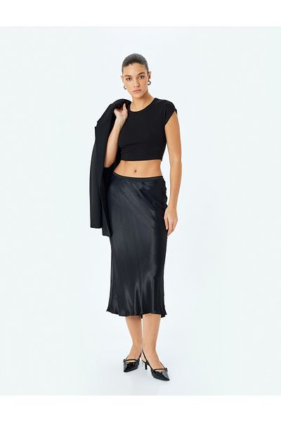 Koton Fusta midi din satin din viscoza cu talie standard