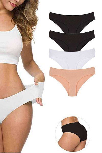 Easy Tedarik 4 Pieces Women's Seamless Laser Cut Flexible Non-Marking Panties S4