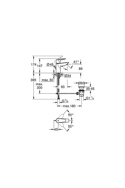 Grohe Bauedge Single Control Sink Faucet S-size23328001