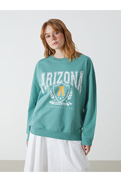 LC Waikiki Vizyon Noul sezon guler rotund cu imprimeu Swea pentru femei tricou