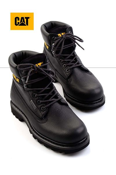 Caterpillar Black Printed Genuine Leather Men's Boots & Bootie Cat 1111141303