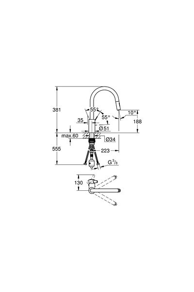 Grohe Eurocosmo Single Control Sink Faucet (SPIRAL)31481001