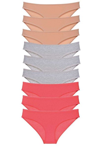 Easy Tedarik 9 Pieces Super Eco Set Lycra Women's Slip Panties Skin Gray Fuchsia
