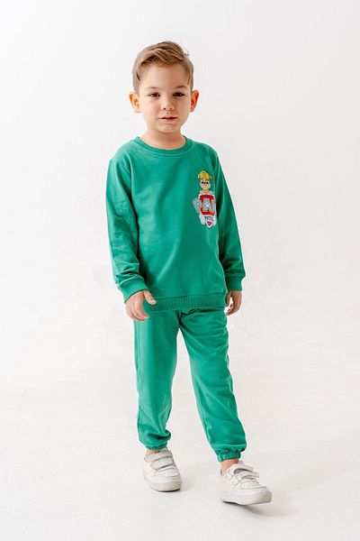 Trend Baby Kids Boys' Seasonal Comfortable Fit Tracksuit Set 100% Cotton - Green
