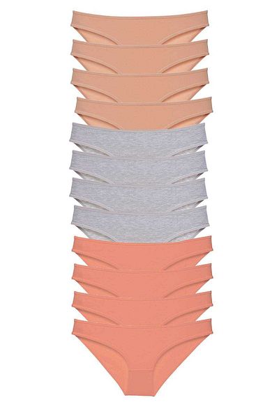 Easy Tedarik 12 Pieces Super Eco Set Lycra Women's Slip Panties Skin Gray Powder