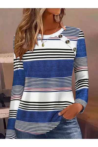 JANES Bluză de damă, cu mânecă lungă, cu decolteu, cu nasturi, cu model unic