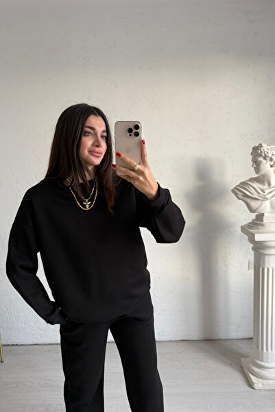 YAKAMEL Γυναικείο σετ φόρμας με λαιμόκοψη 3 νημάτων Oversize