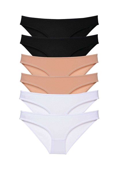 Easy Tedarik 6 Pieces Super Eco Set Lycra Women's Slip Panties Black Skin White
