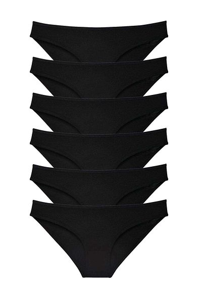 Easy Tedarik 6 Pieces Super Eco Set Lycra Women's Slip Panties Black