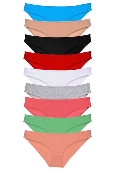 Easy Tedarik 9 Pieces Super Eco Set Lycra Women's Slip Panties All Colors