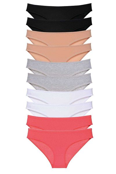 Easy Tedarik 10 Pieces Super Eco Set Lycra Women's Slip Panties Black Skin Gray White Fuchsia