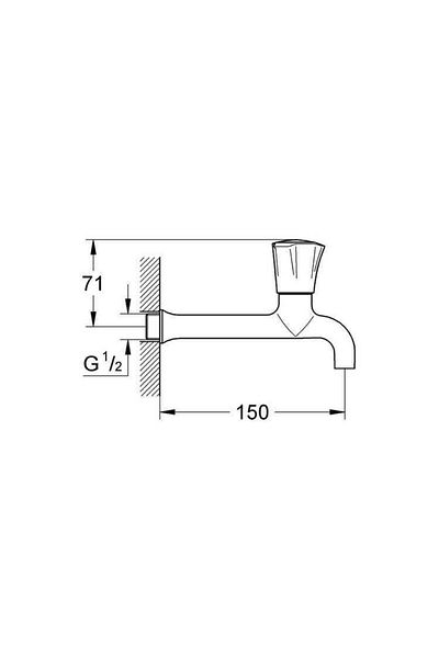Grohe Costa L Single Tap Through the Wall Long 150 Mm -30064001