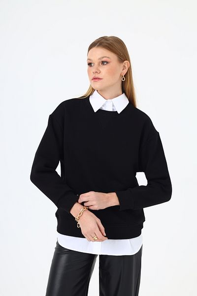 NATUFIAN STORE Women's Basic Crew Neck 3 Thread Sweatshirt