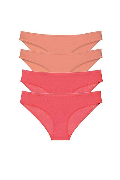 Easy Tedarik 4 Pieces Eco Set Lycra Women's Slip Panties Powder Fuchsia