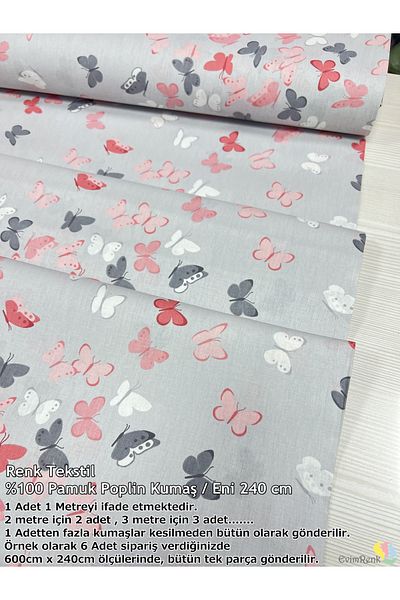 Renk Tekstil Ύφασμα ποπλίνα Wella με σχέδιο πεταλούδας 100% βαμβάκι