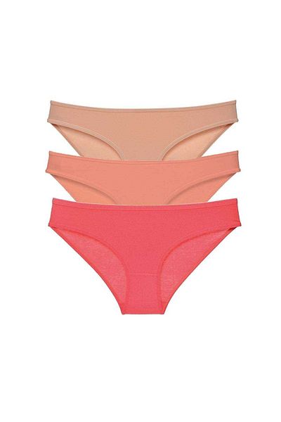 Easy Tedarik 3 Pieces Super Eco Set Lycra Women's Slip Panties Skin Powder Fuchsia