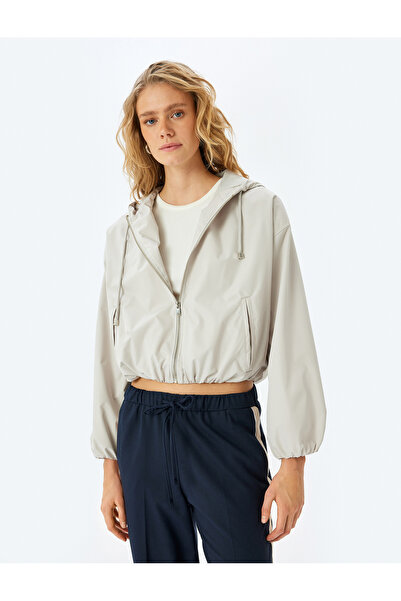 Koton Long Sleeve Oversize Raincoat with Hooded Pockets