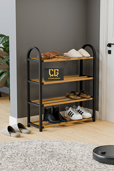 Çavdar Group Twex Midi Ahşap Çubuklu 4 Bölmeli Ayakkabılık 8 Çift Ayakkabı Ka...