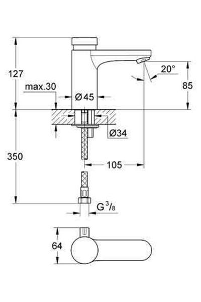 Grohe Eurosmart Cosmopolitan t Timed Sink Faucet - 36317000