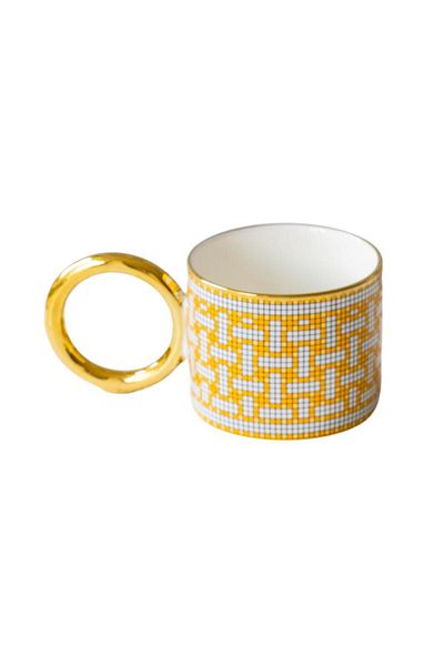 MİEN Mien Durable Patterned Porcelain Ring Handle Herme Mug 1 Piece