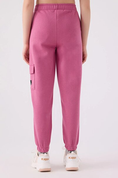 Kappa LİSANSLI YANI ÇEP DETAYLI PAMUKLU ÜÇİPLİK İÇİ ŞARDONLU KIZ ÇOCUK EŞOFMAN ALTI